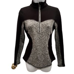 Betsey Johnson Athletuc Jacket Pullover Half Zip XS Stretch Black Melange Sporty